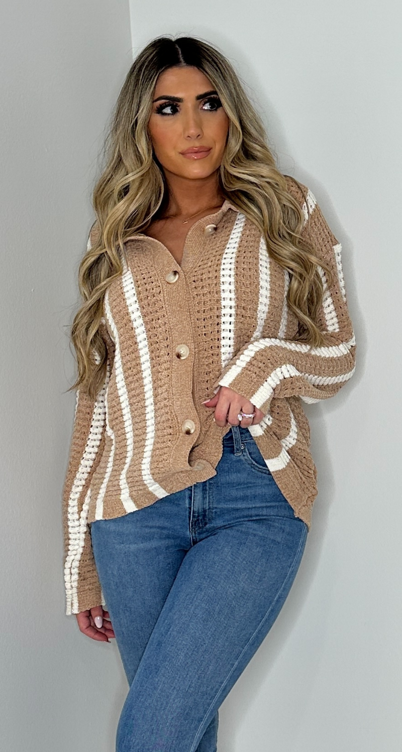 SHAY STRIPED CARDIGAN TOP