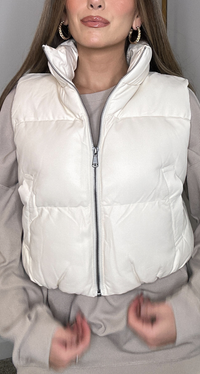 FAUX LEATHER PUFFER VEST