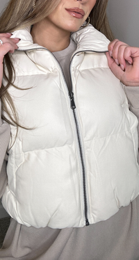 FAUX LEATHER PUFFER VEST