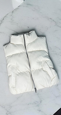 FAUX LEATHER PUFFER VEST