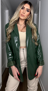 THE IT GIRL FAUX LEATHER BLAZER