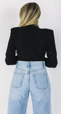 OUT OF OFFICE CROP RHINESTONE BLAZER