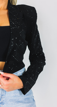 OUT OF OFFICE CROP RHINESTONE BLAZER