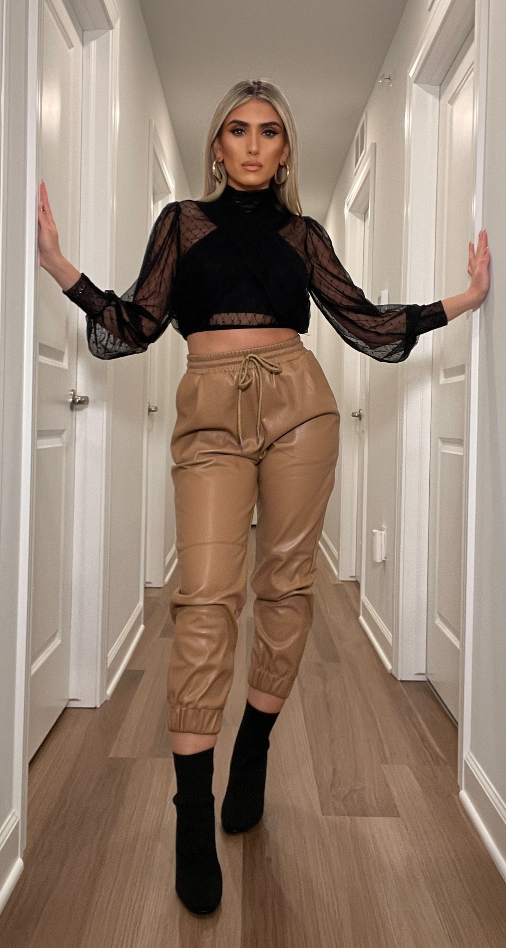 MELISSA FAUX LEATHER JOGGERS