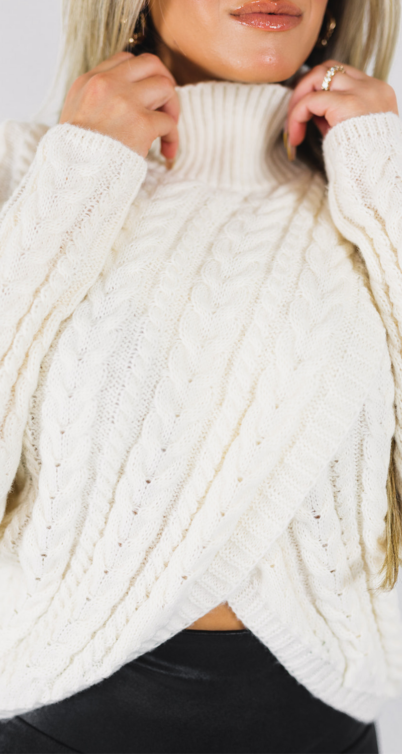 DON'T CROSS ME- CABLE KNIT SWEATER