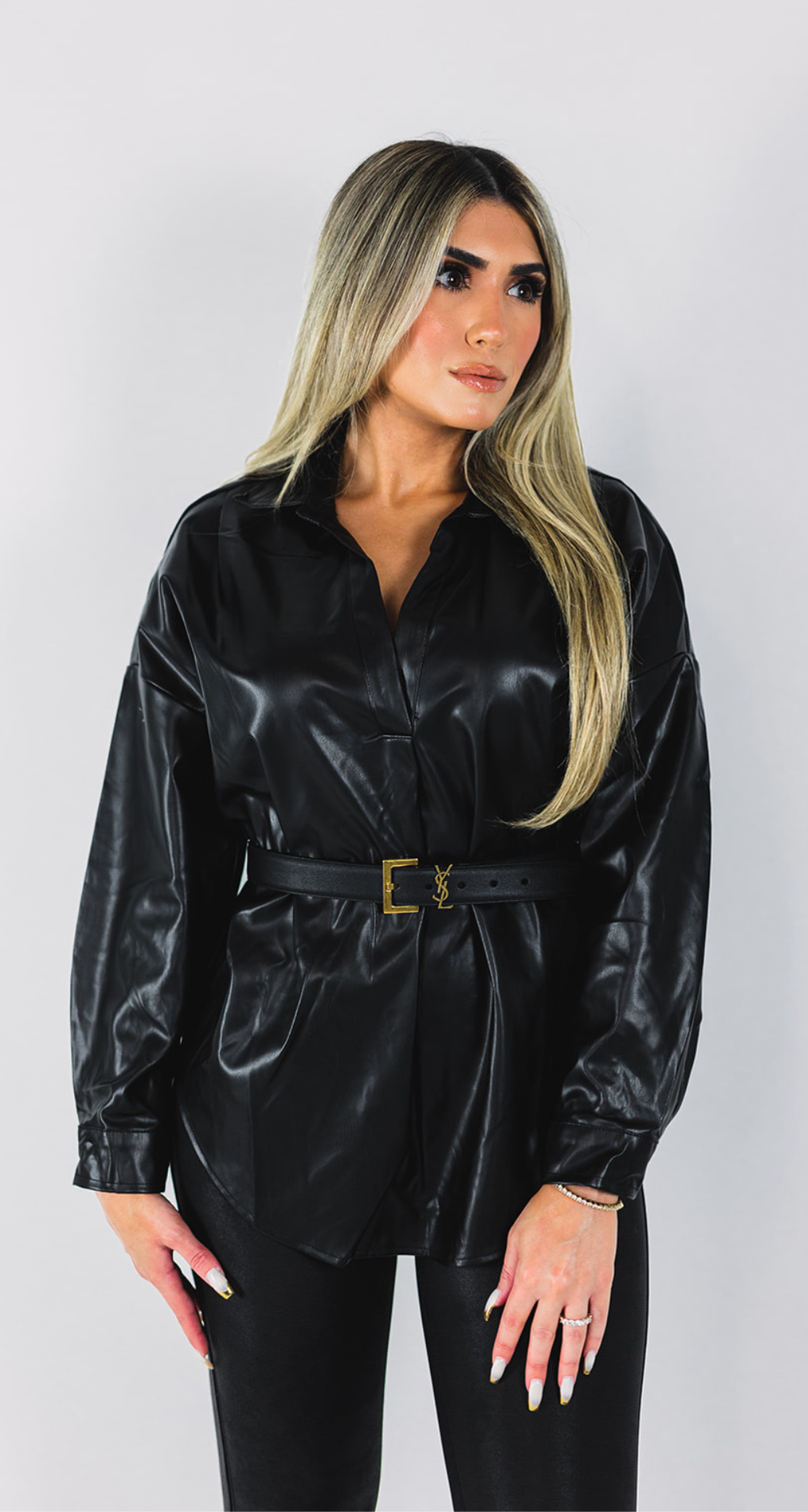 OVERSIZED FAUX LEATHER TOP