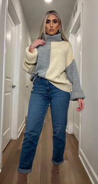 NATASHA CHUNKY 2-TONE SWEATER