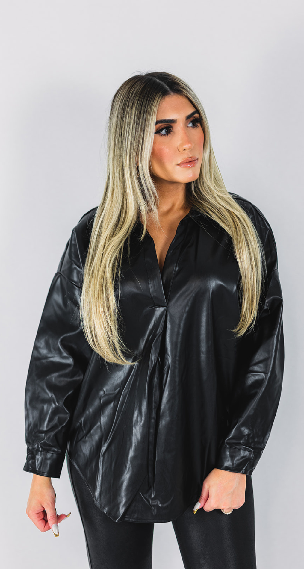 OVERSIZED FAUX LEATHER TOP