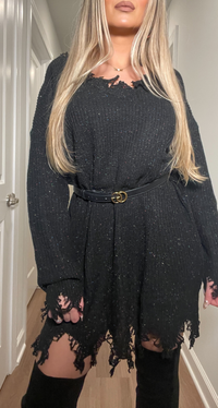 FRAYED SWEATER DRESS