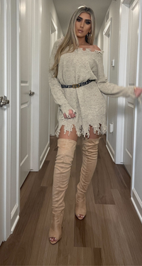 FRAYED SWEATER DRESS