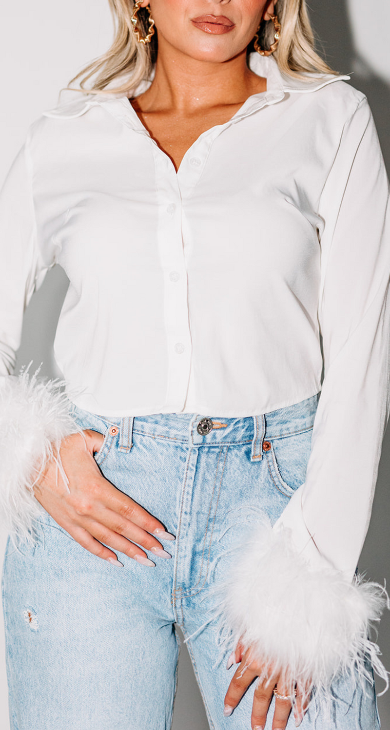 WHAT THE FEATHERS- BUTTON TOP