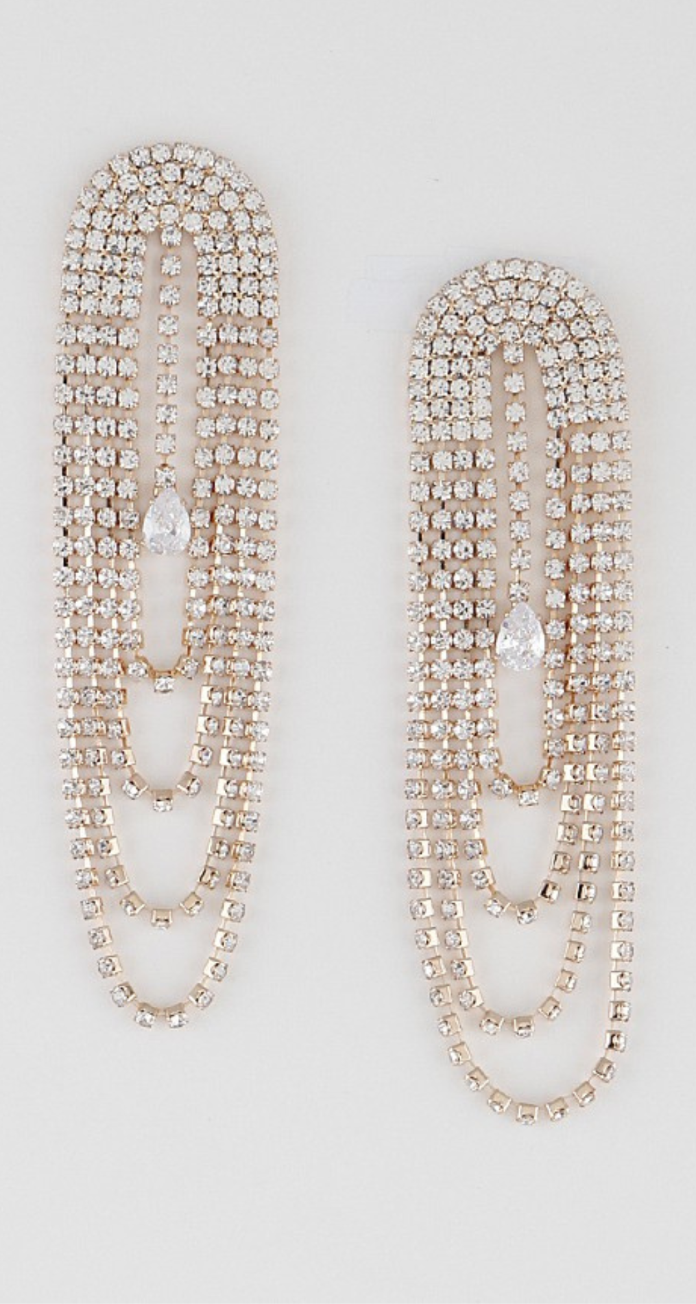 LAYERED DROP DOWN RHINESTONE EARRING