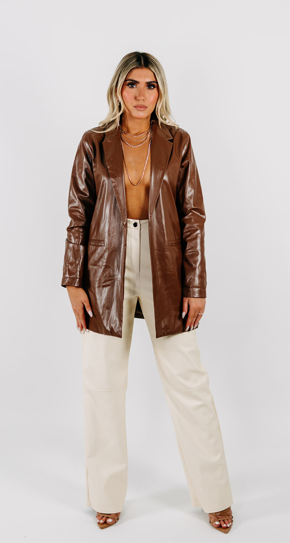 TEDDY BROWN LEATHER BLAZER