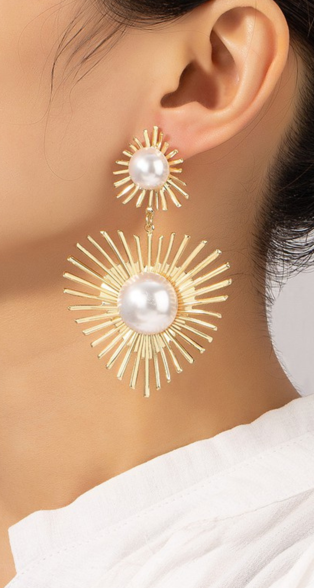 SPIKY DOUBLE PEARL EARRING