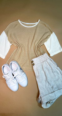 TWO TONE KNIT TOP