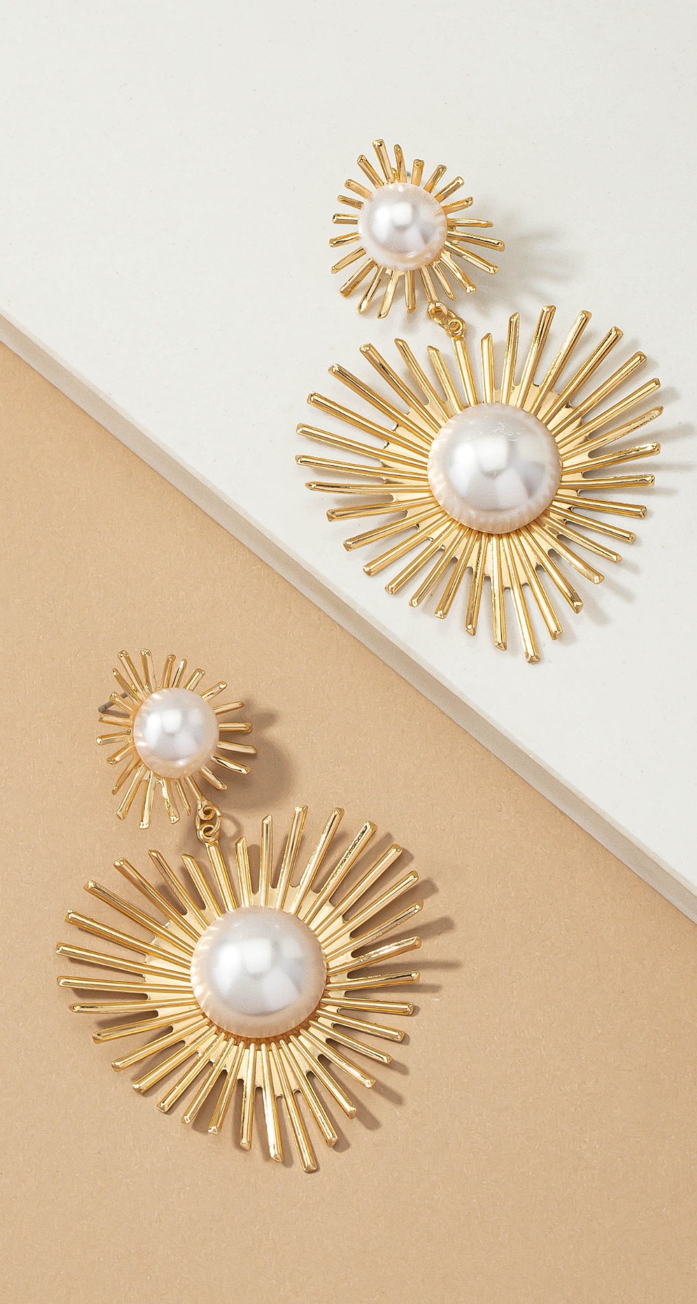 SPIKY DOUBLE PEARL EARRING