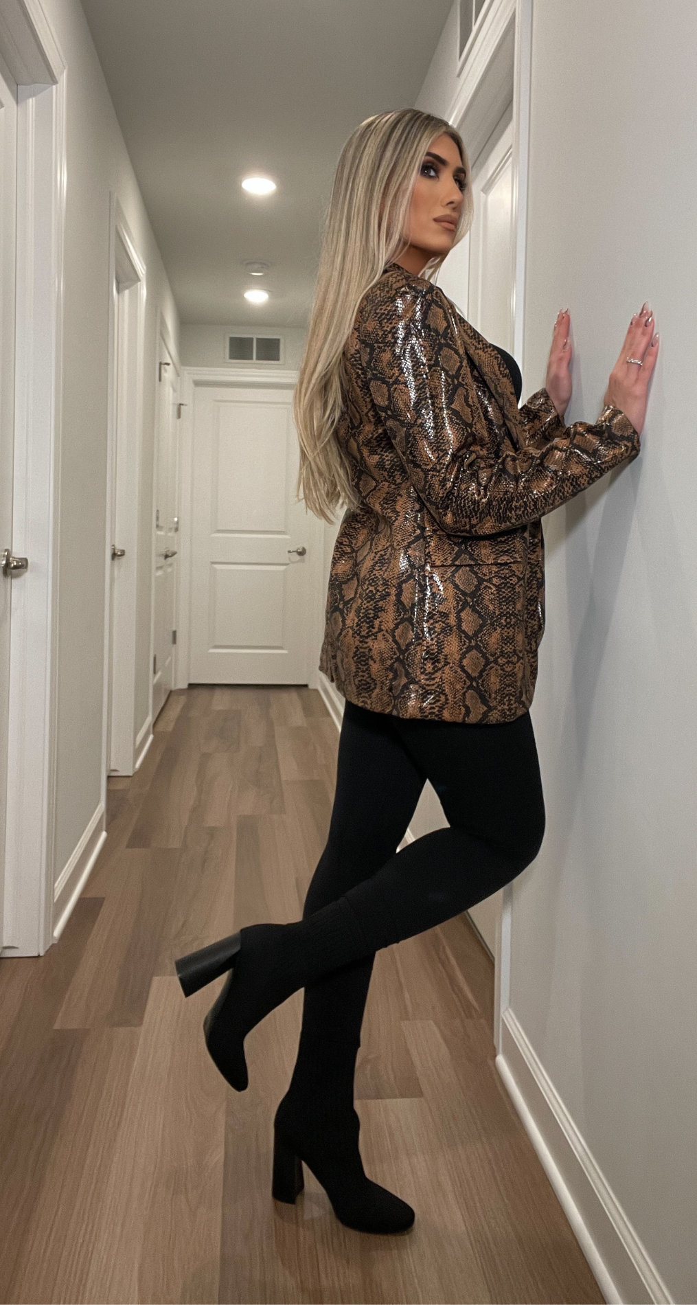 ELENA SNAKE LEATHER BLAZER