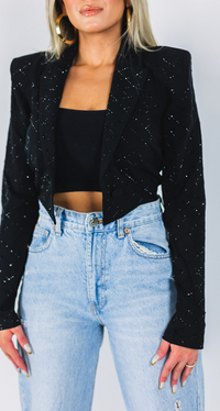 OUT OF OFFICE CROP RHINESTONE BLAZER